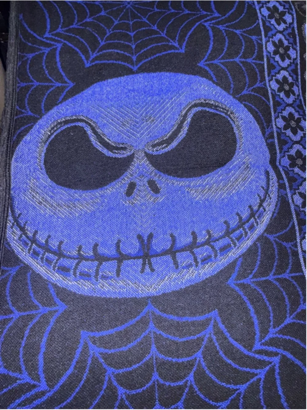 Mexican queen size Blanket & Throw, Blue & Black Nightmare Before Christmas